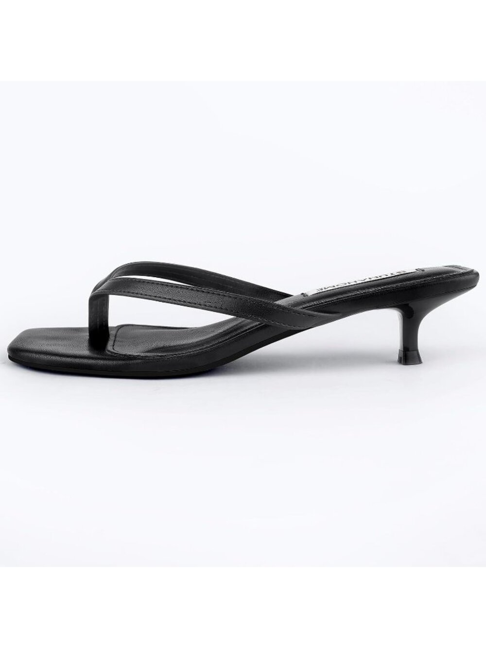Women's Black Square Open Toe 1.4 Inches Comfortable Thong Flip Flop Heels - Picture 2 of 6